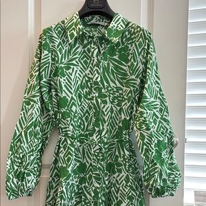 Zara Green and White Patterned maxi Dress New without the tag